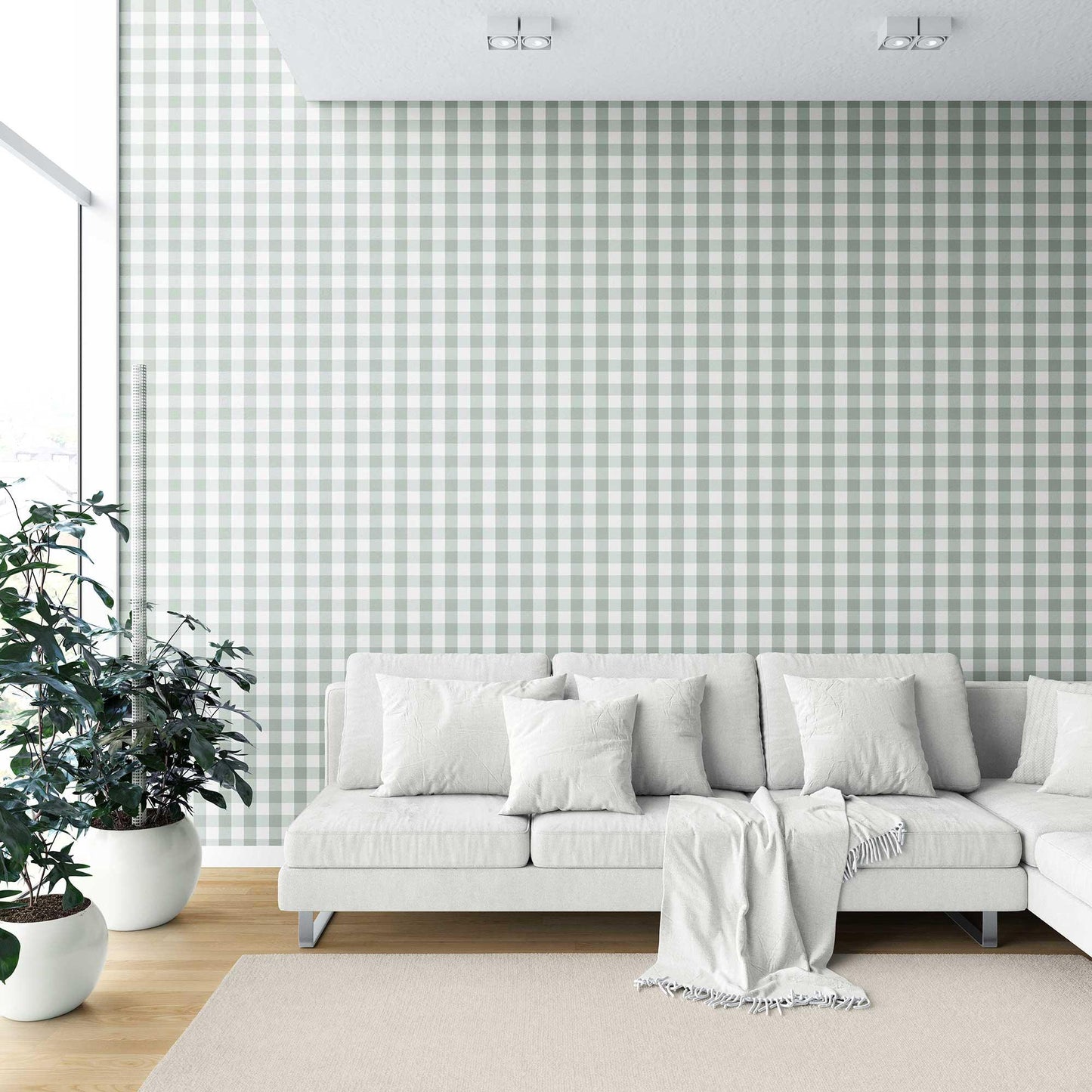 The Gingham Edit Wallpaper - Sage Green