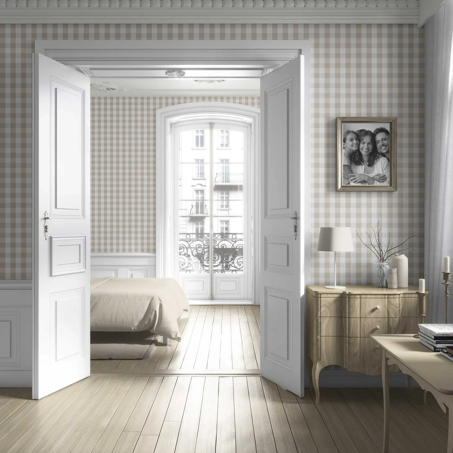 The Gingham Edit Wallpaper - Light Beige