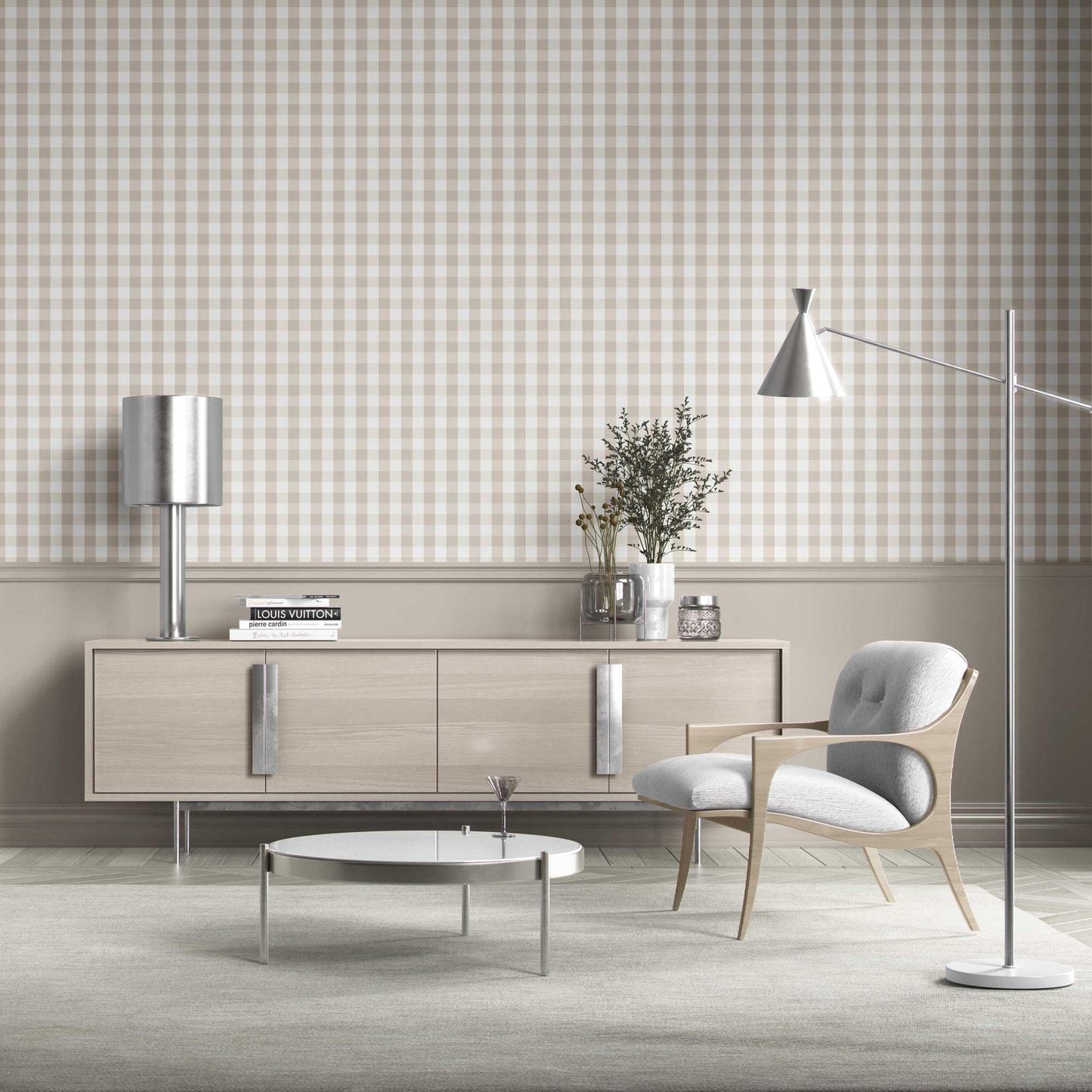The Gingham Edit Wallpaper - Light Beige