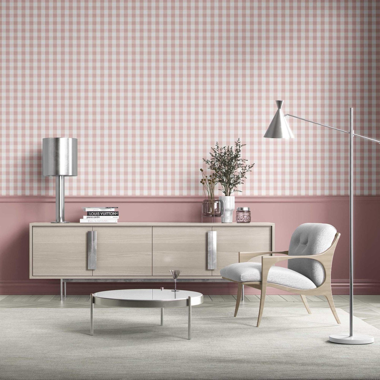The Gingham Edit Wallpaper - Dusty Rose