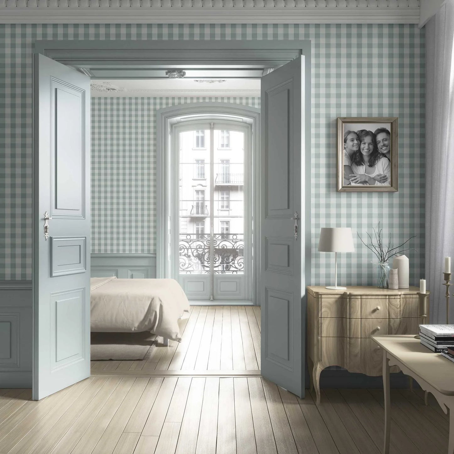 The Gingham Edit Wallpaper - Cool Fern