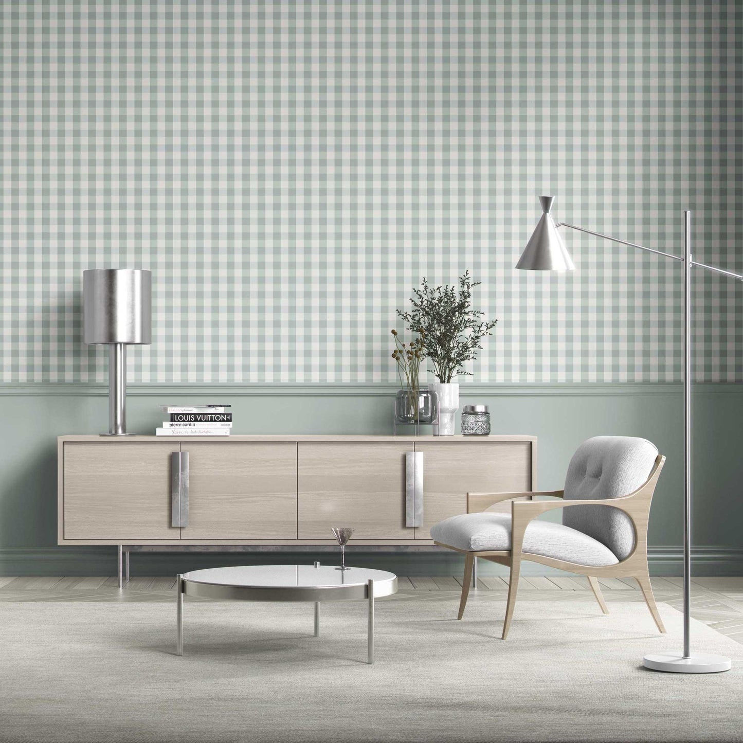 The Gingham Edit Wallpaper - Cool Fern