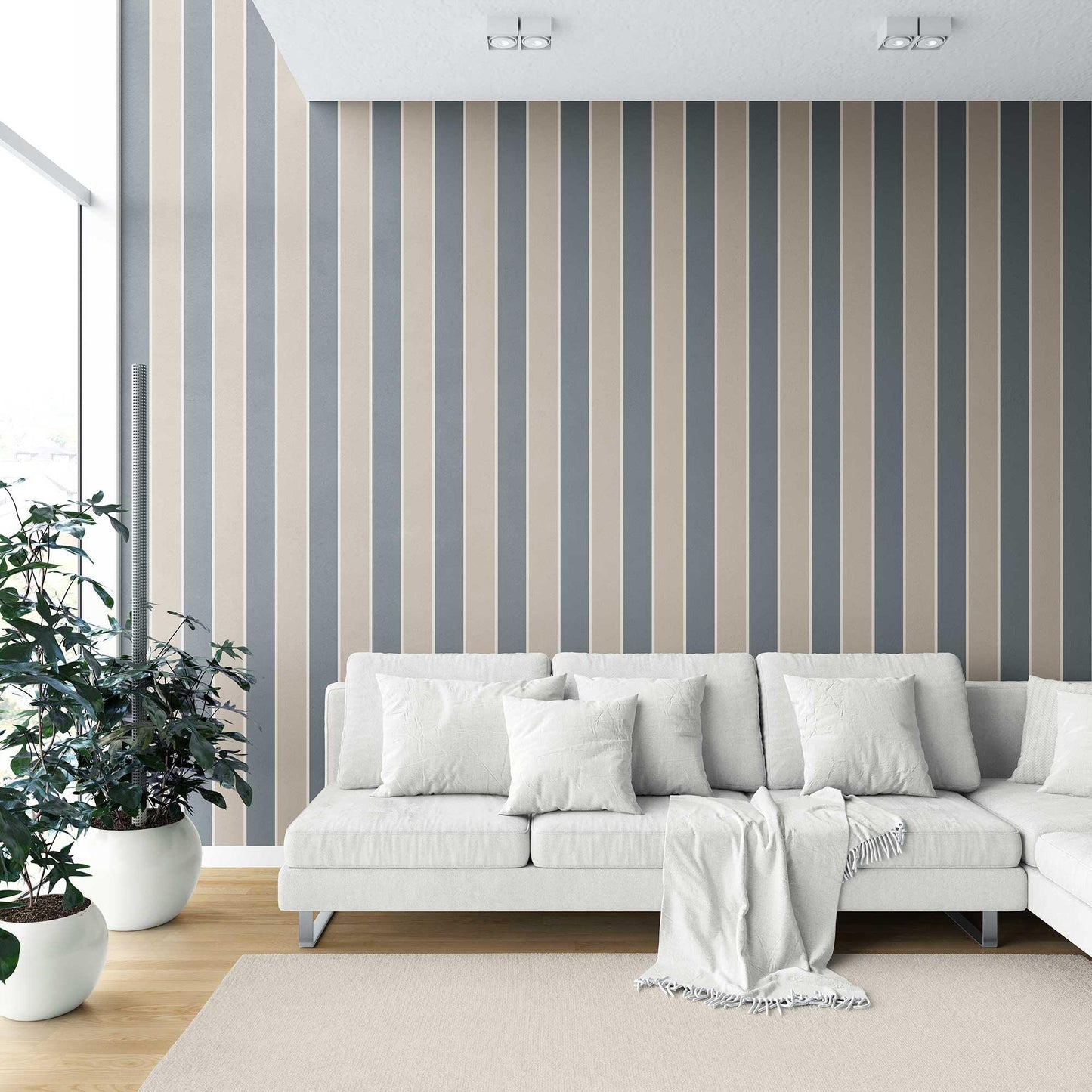 Still Lines Wallpaper - Stone Blue