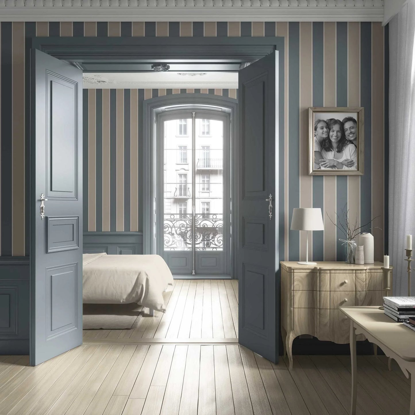 Still Lines Wallpaper - Stone Blue