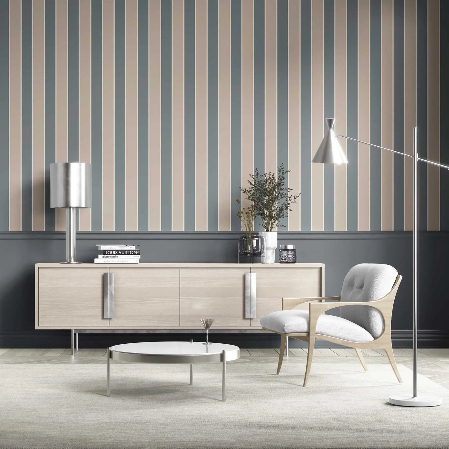 Still Lines Wallpaper - Stone Blue