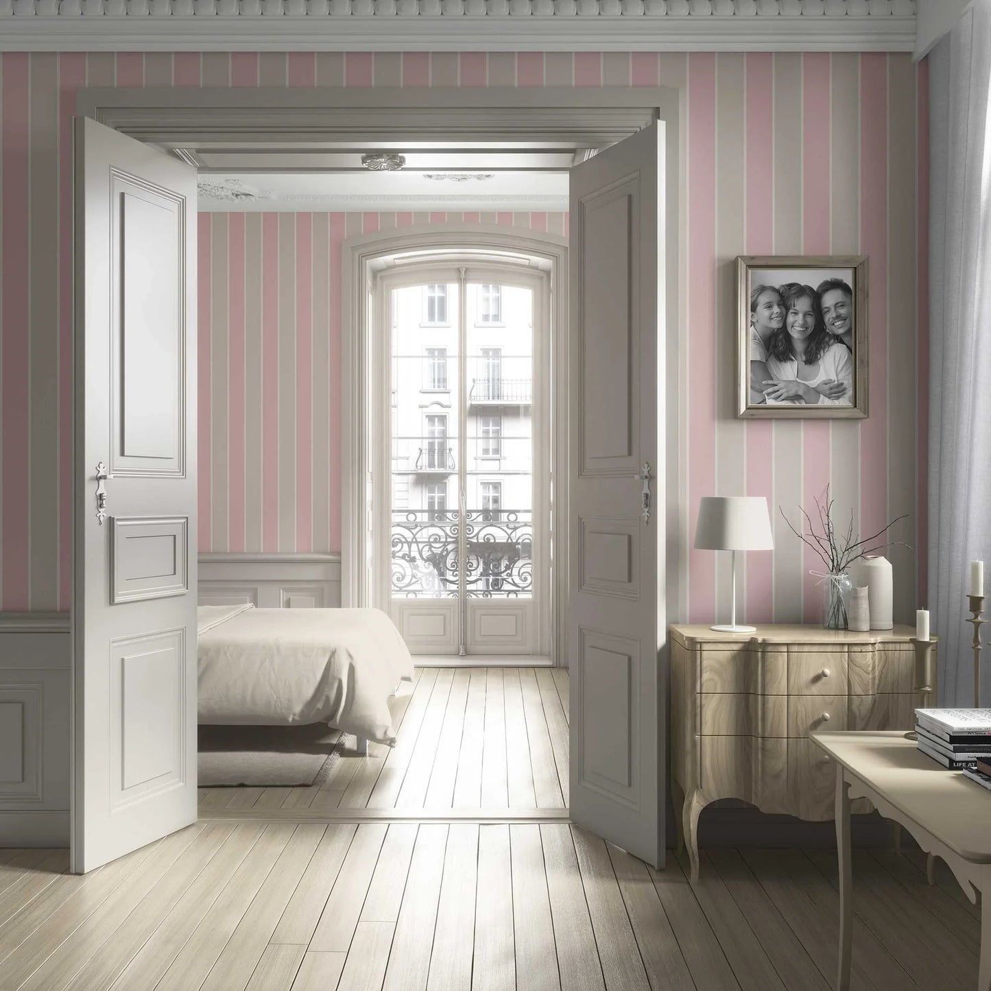 Still Lines Wallpaper - Rose Dust