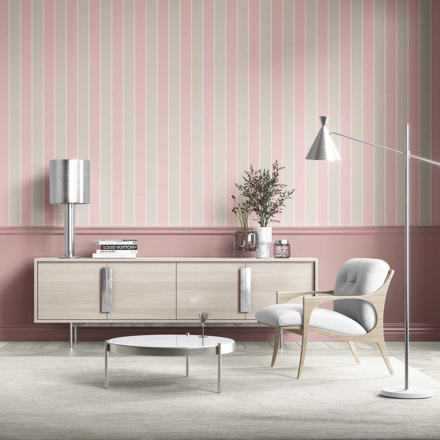 Still Lines Wallpaper - Rose Dust