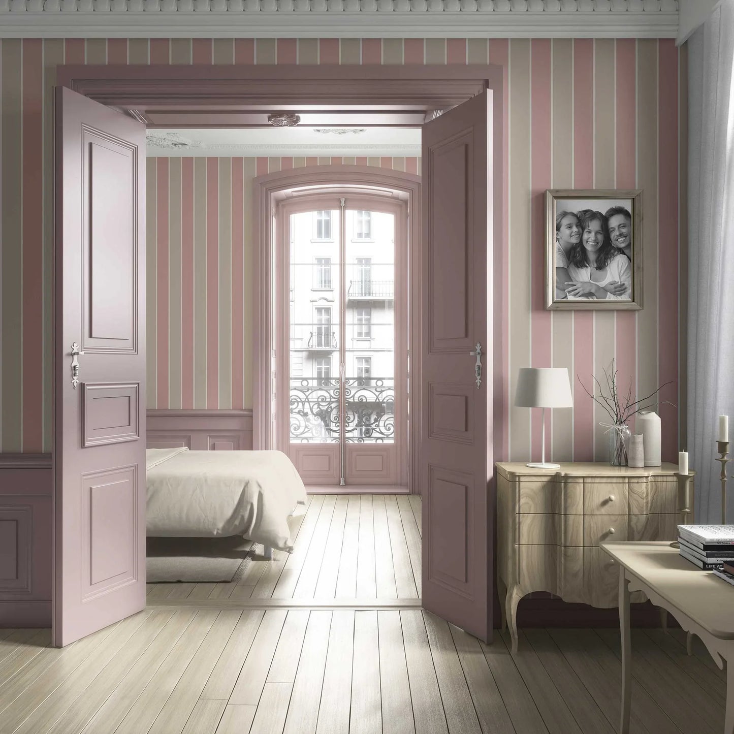 Still Lines Wallpaper - Blush Clay