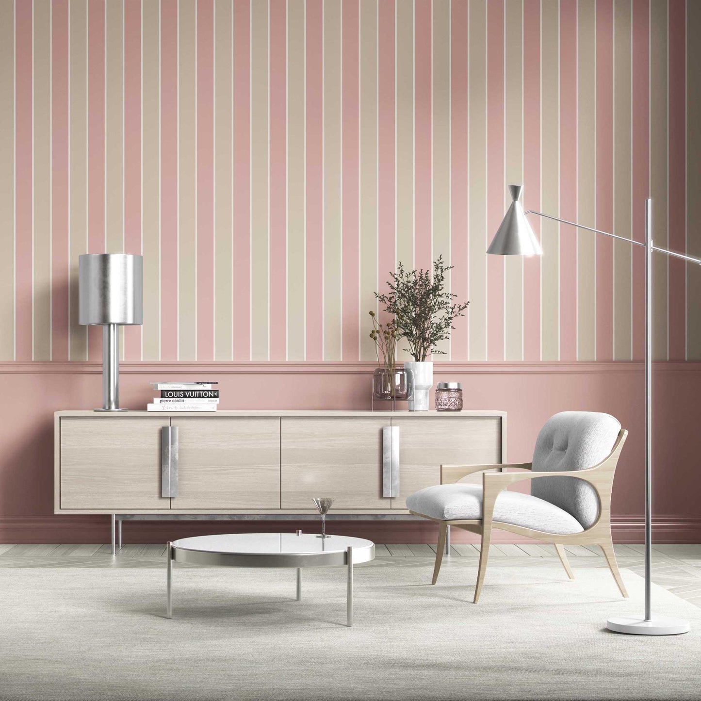 Still Lines Wallpaper - Blush Clay