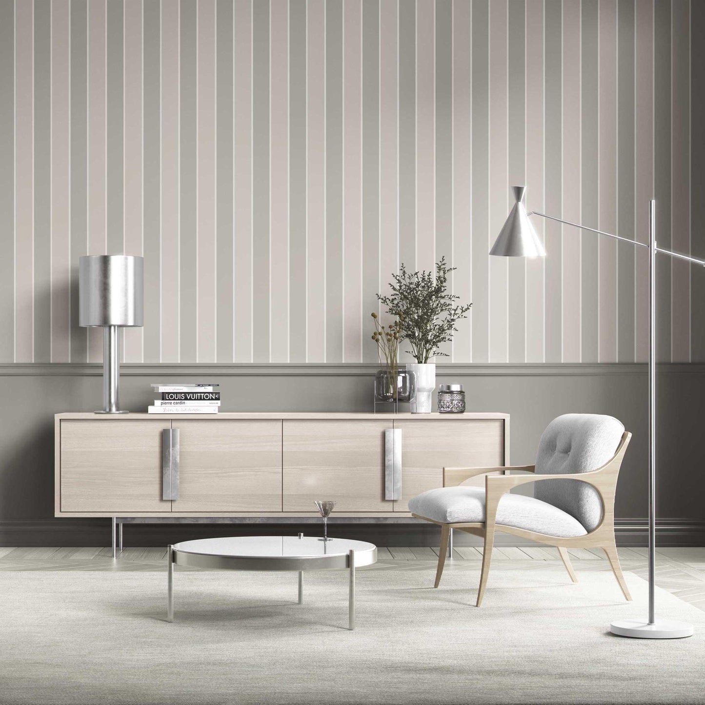 Still Lines Wallpaper - Mink Grey