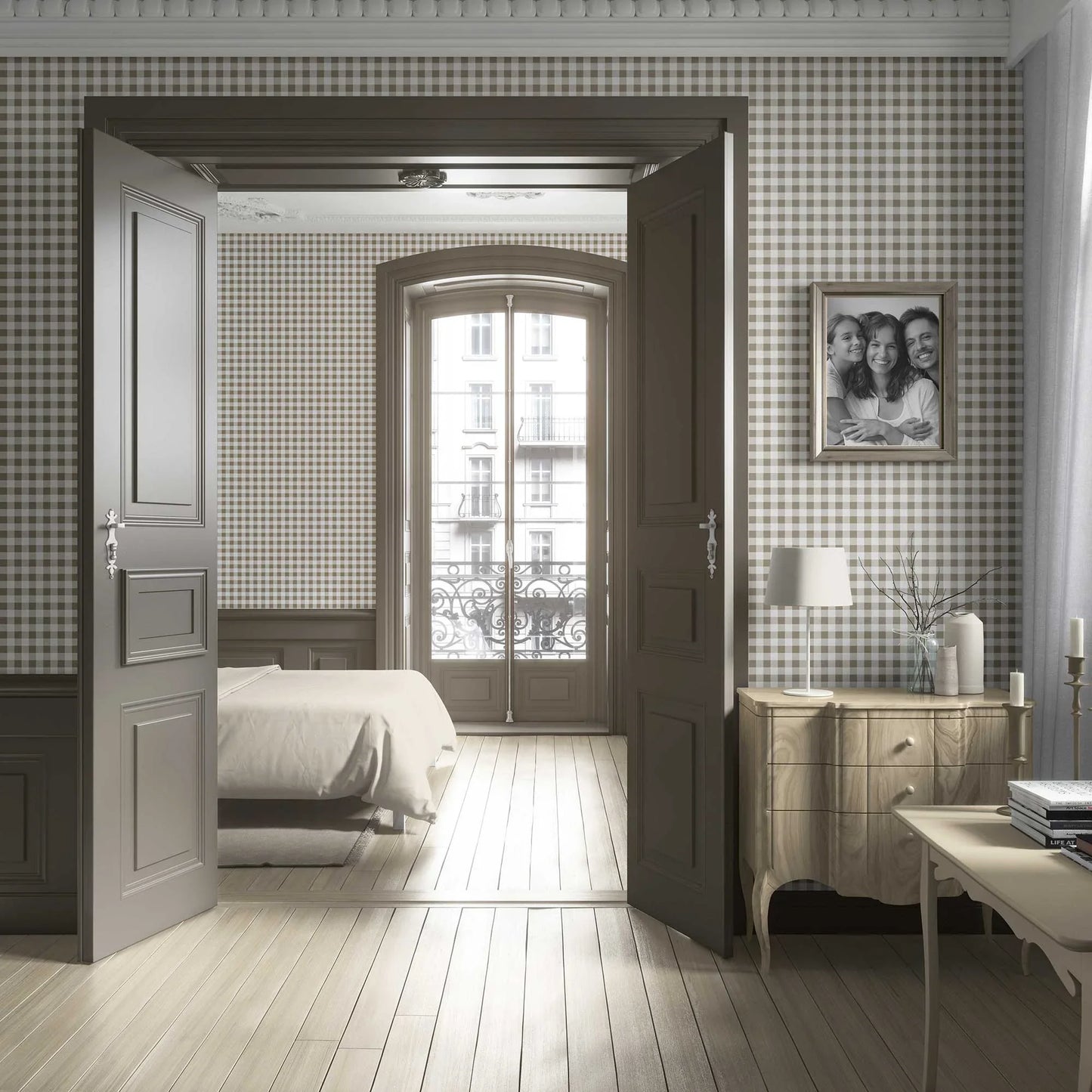 Checkmate Charm Wallpaper - Toffee Beige