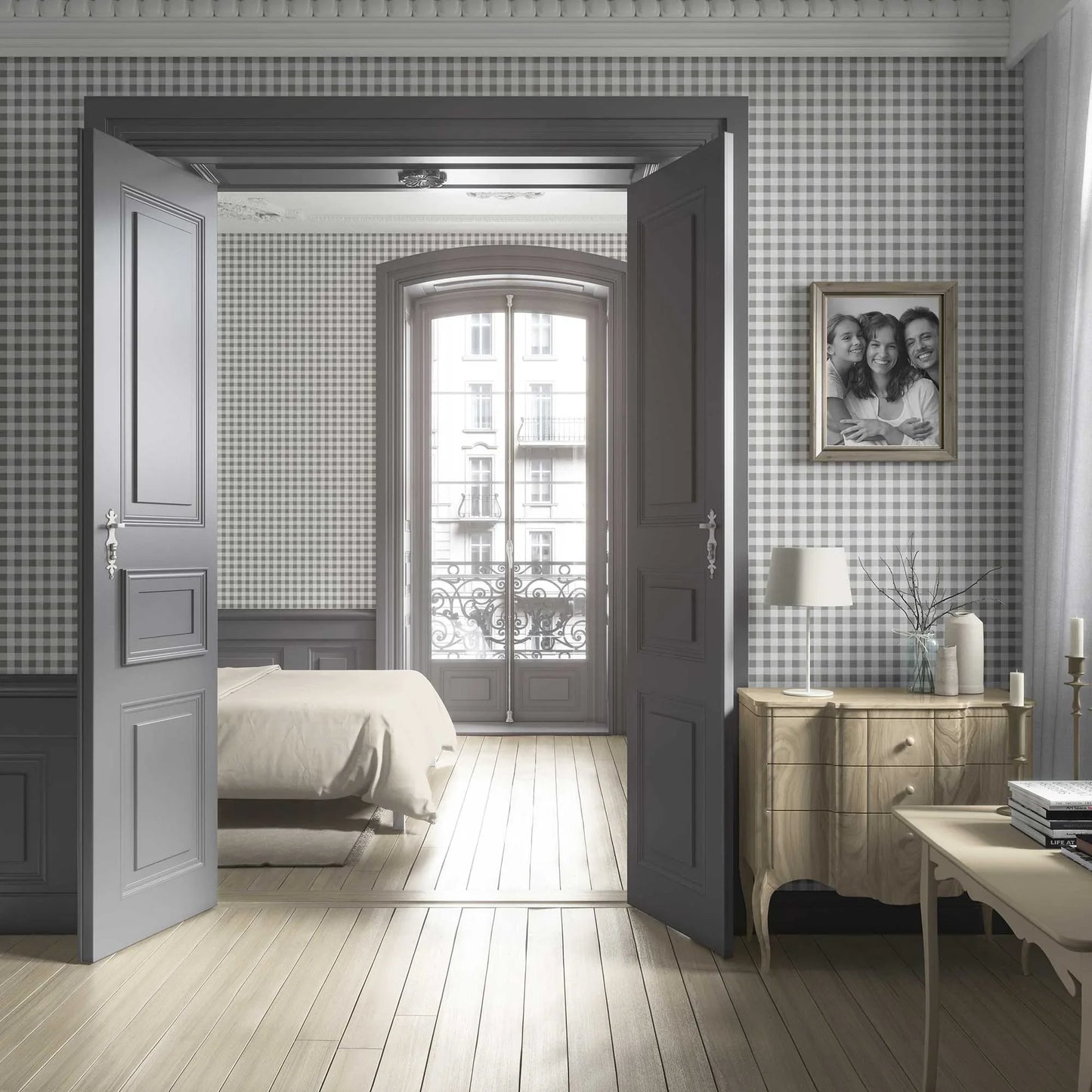 Checkmate Charm Wallpaper - Oatfield Grey