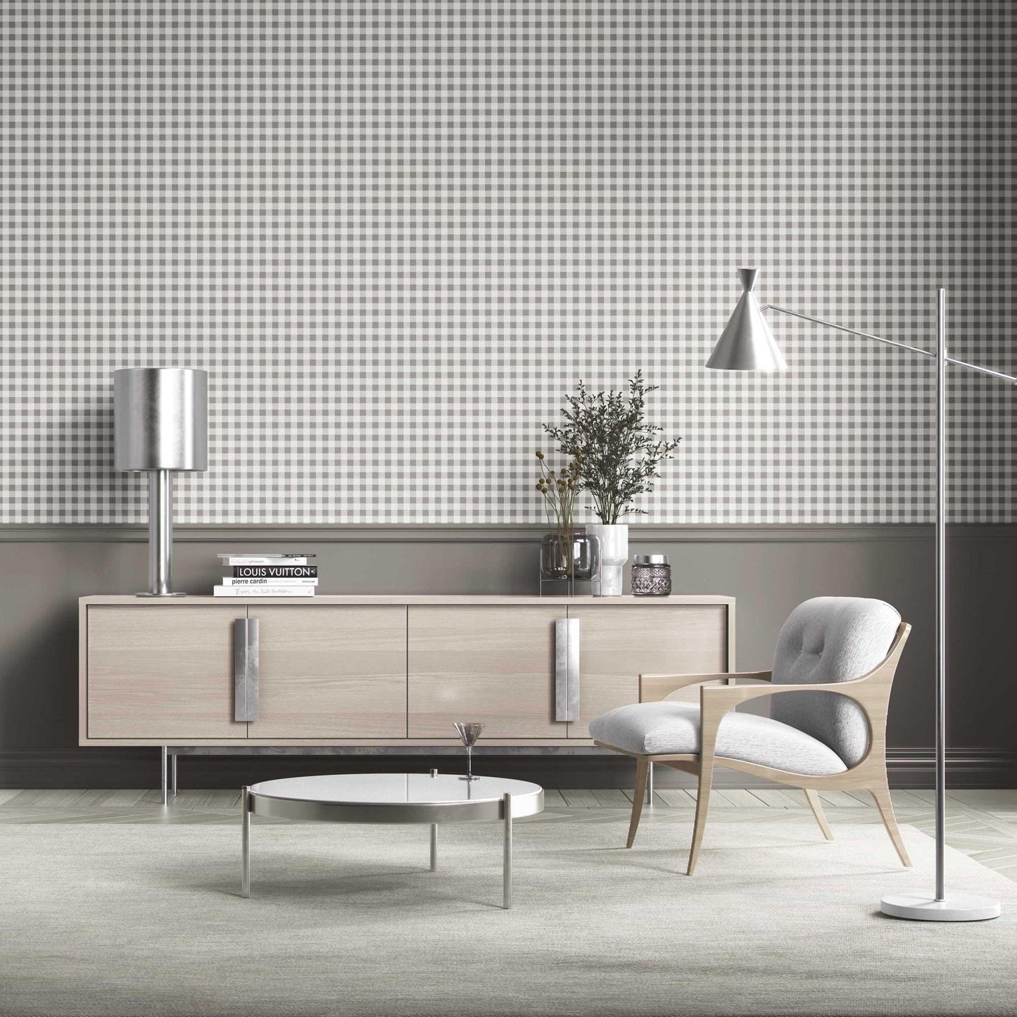 Checkmate Charm Wallpaper - Oatfield Grey