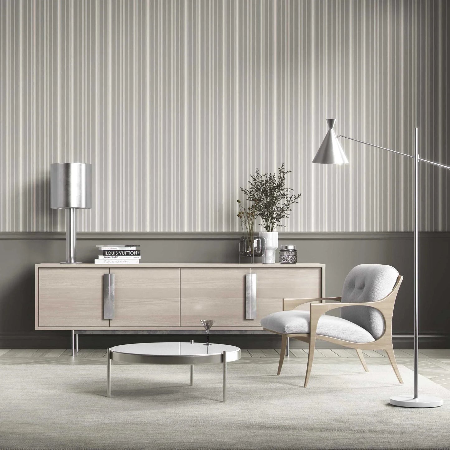 Coastal Lines Wallpaper - Driftwood Grey
