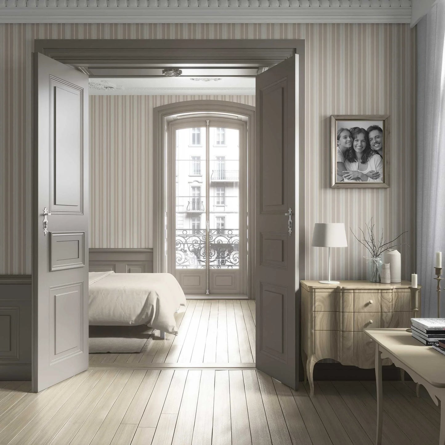 Coastal Lines Wallpaper - Biscotti Beige