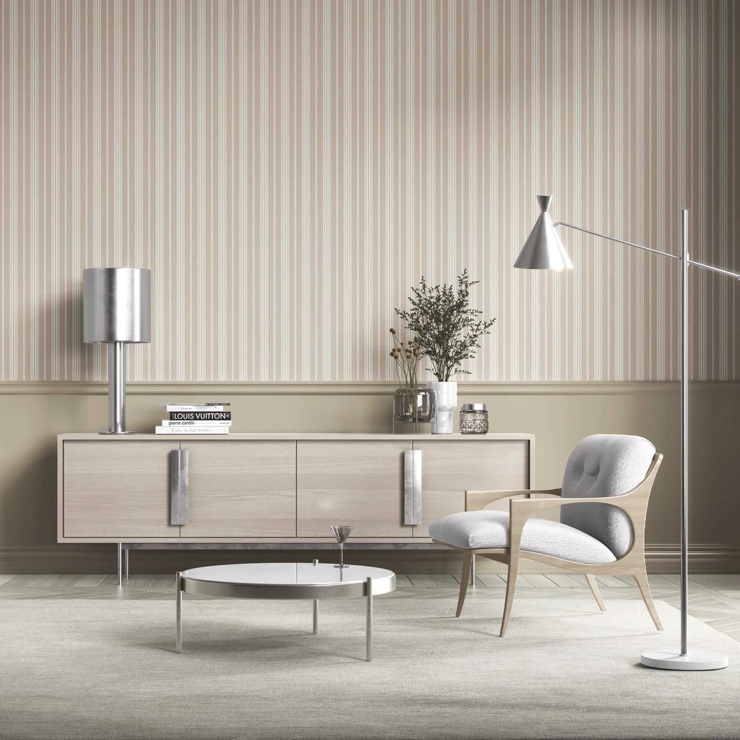 Coastal Lines Wallpaper - Biscotti Beige