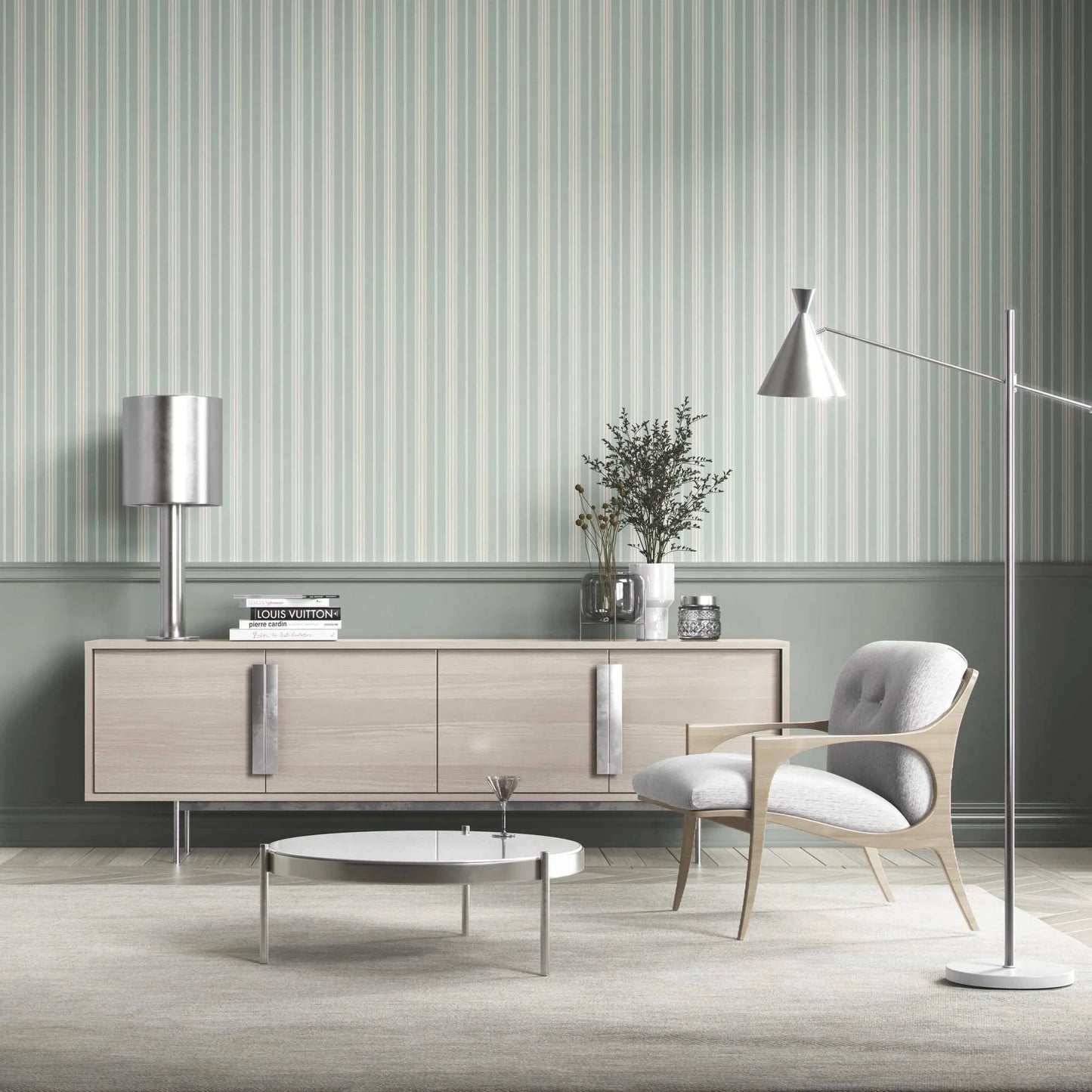 Coastal Lines Wallpaper - Misty Mint