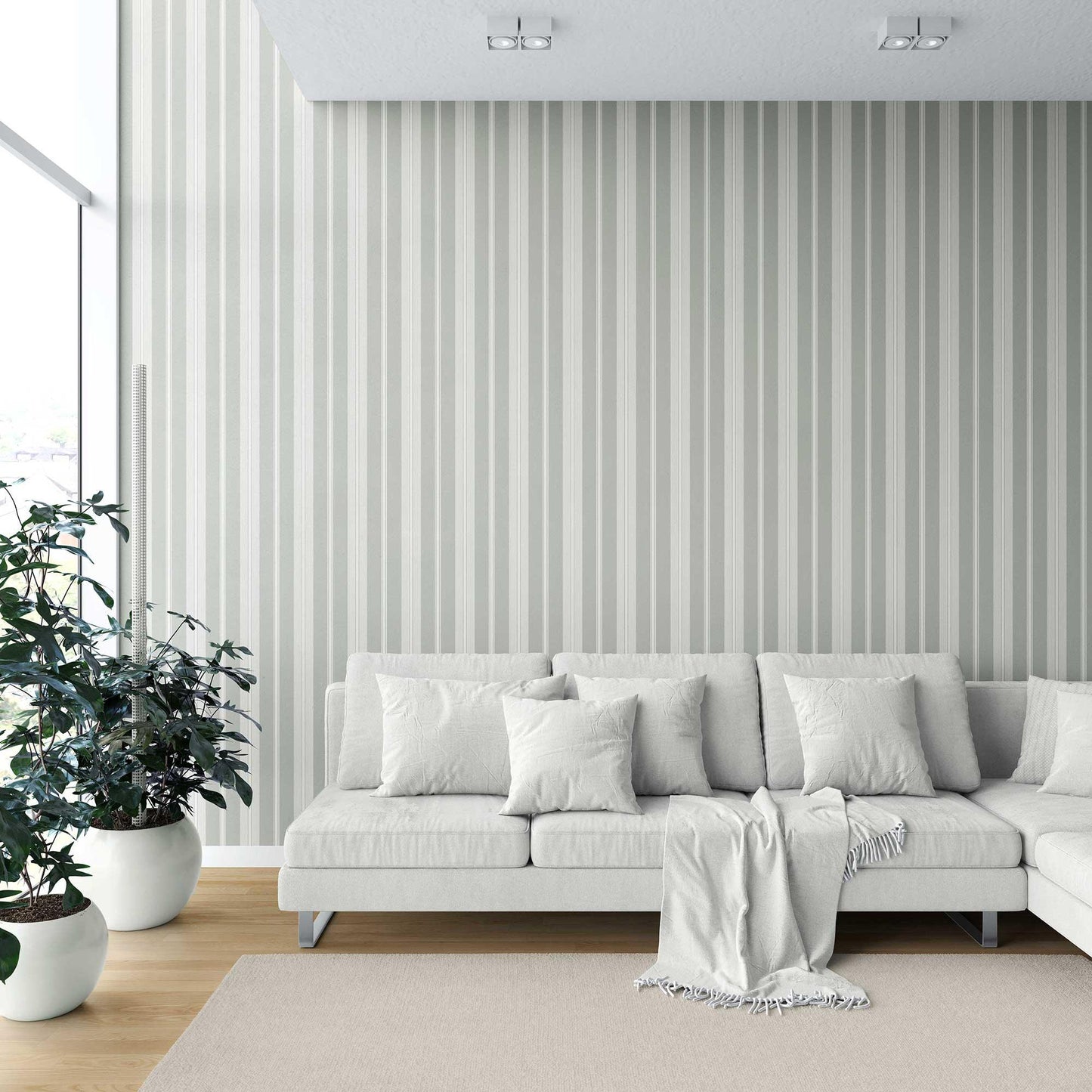 Shoreline Stripes Wallpaper - Sage Mist