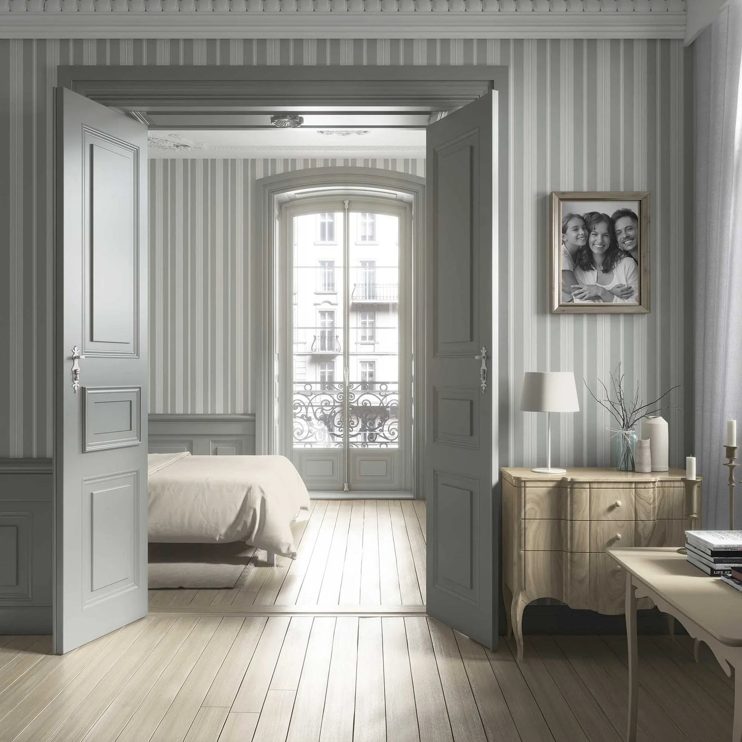 Shoreline Stripes Wallpaper - Sage Mist