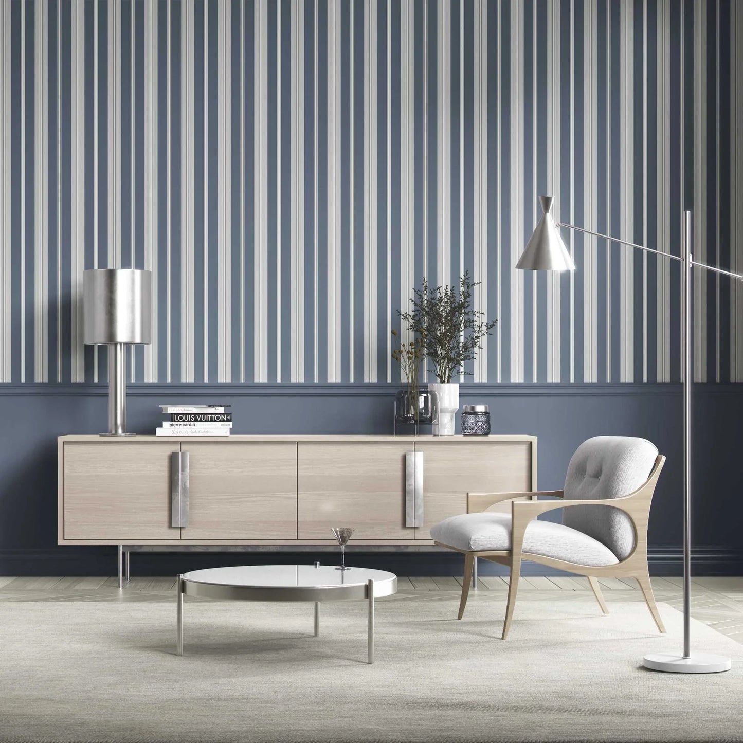 Shoreline Stripes Wallpaper - Ink Tide