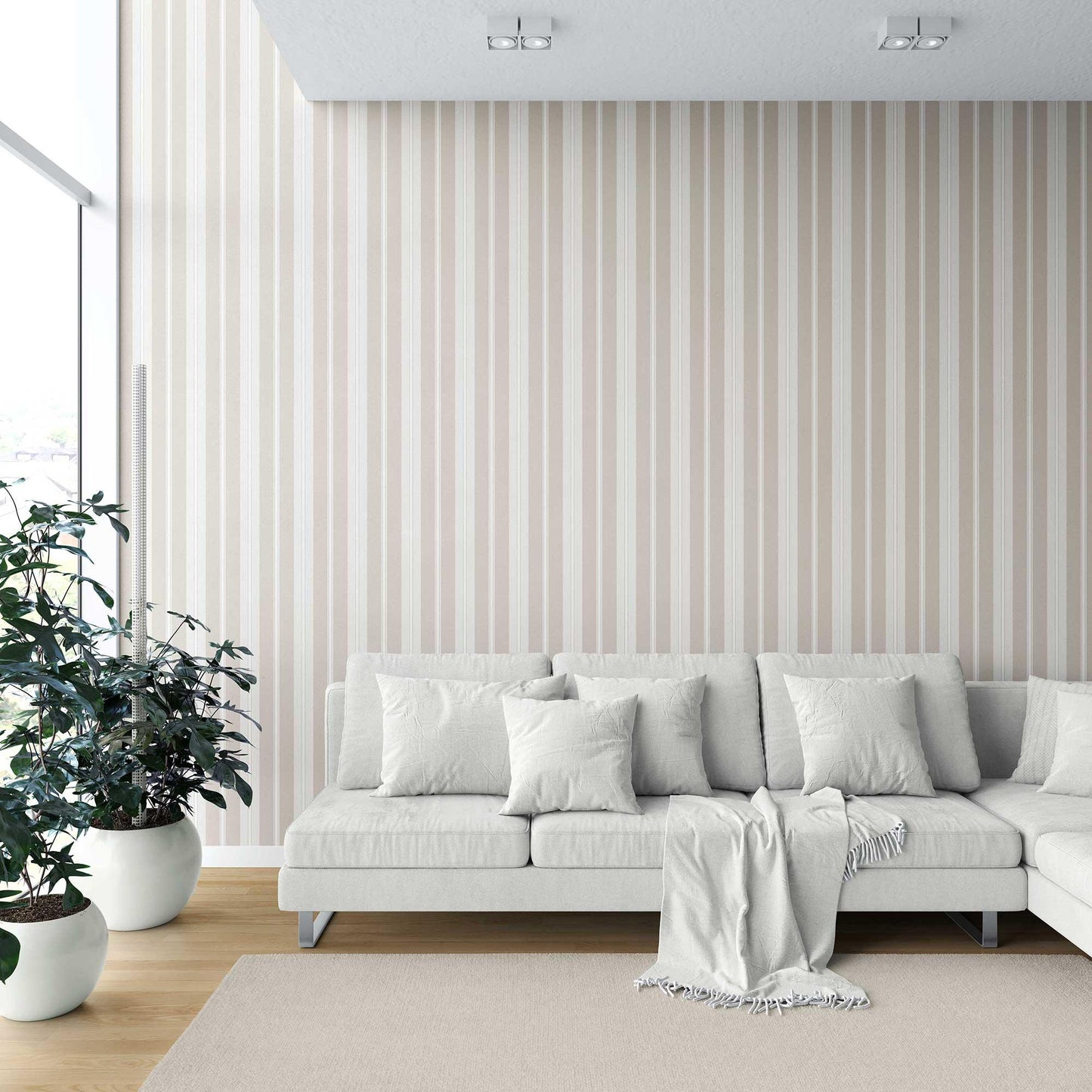 Shoreline Stripes Wallpaper - Sand Drift