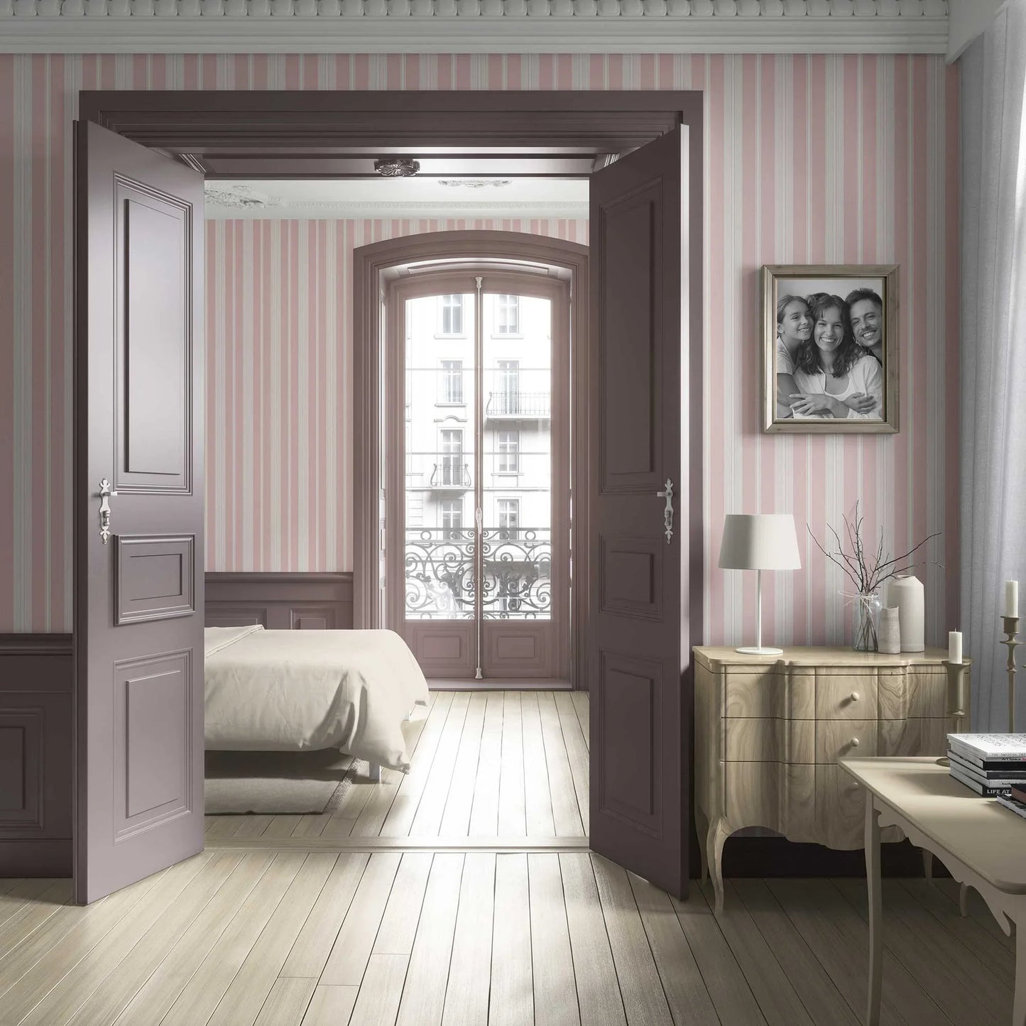 Shoreline Stripes Wallpaper - Blush Shell
