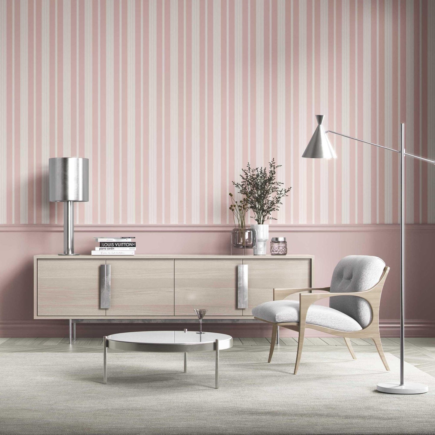 Shoreline Stripes Wallpaper - Blush Shell