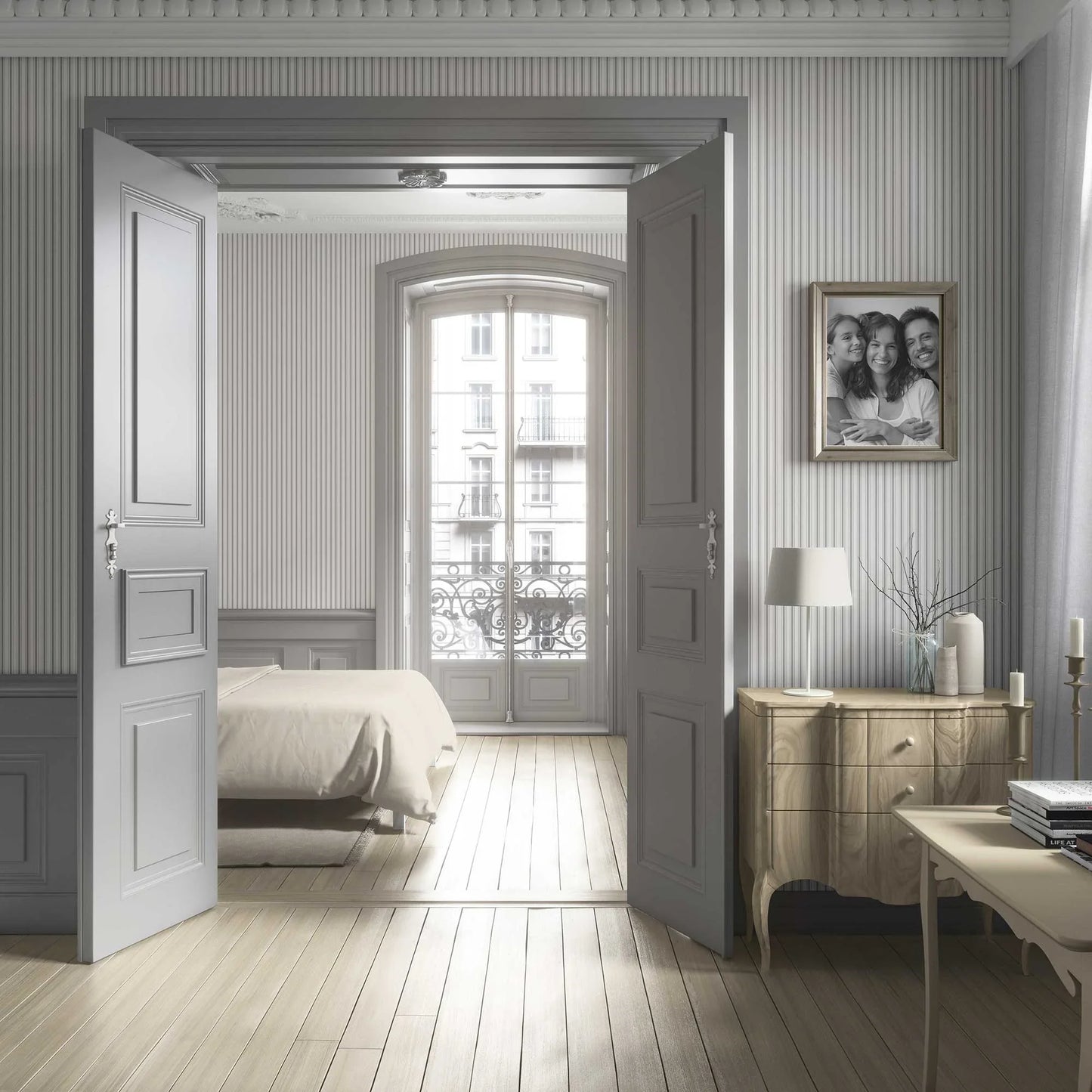 Parallel Play Wallpaper - Stone Linen