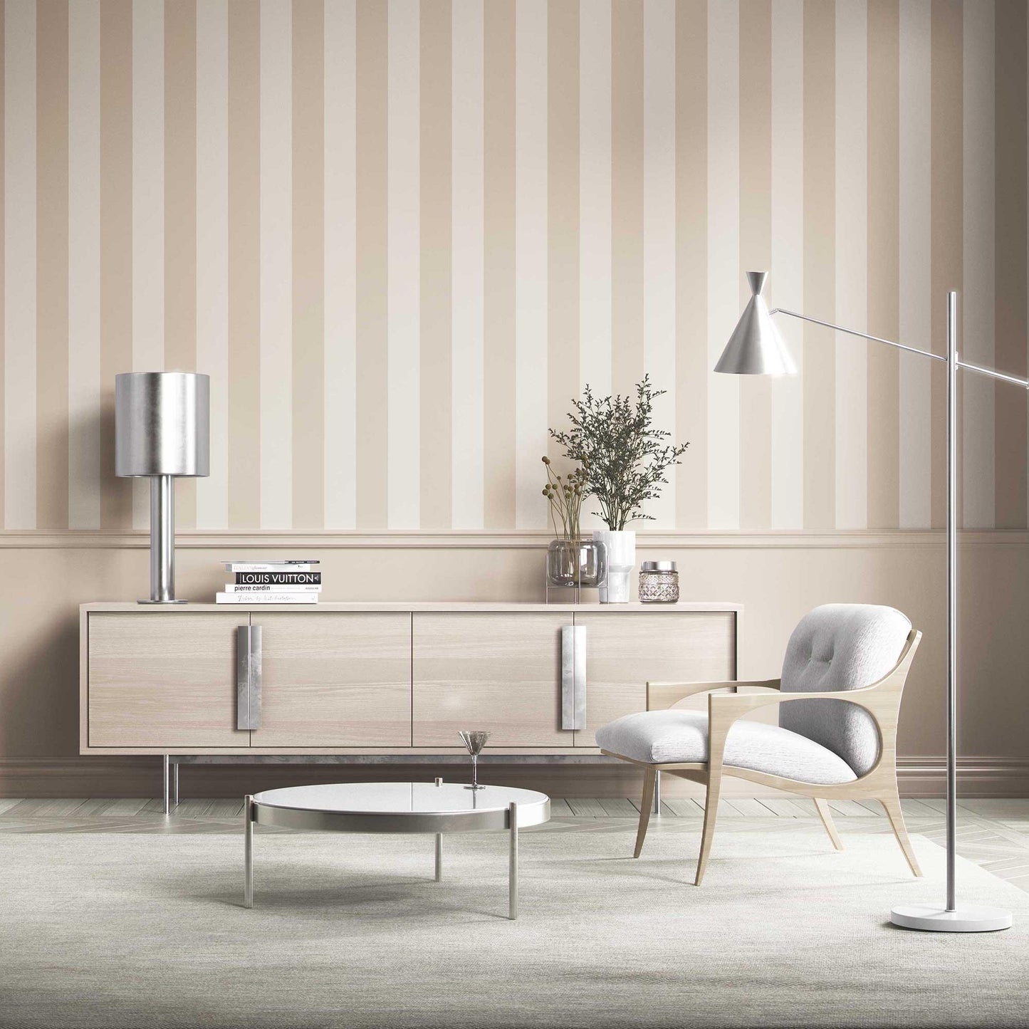 Stripe Story Wallpaper - Wheat Beige