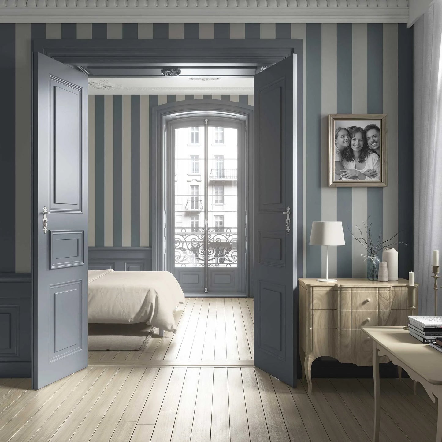 Stripe Story Wallpaper - Storm Grey