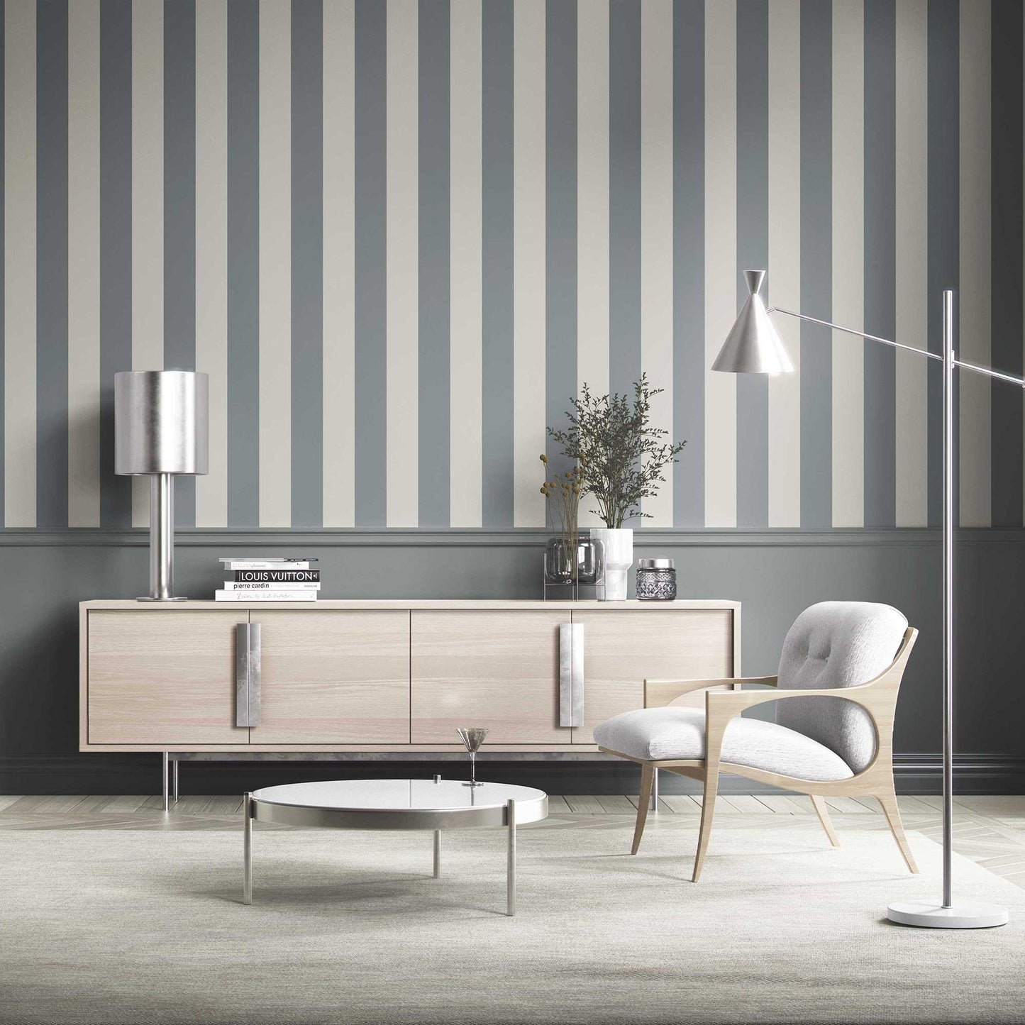 Stripe Story Wallpaper - Storm Grey