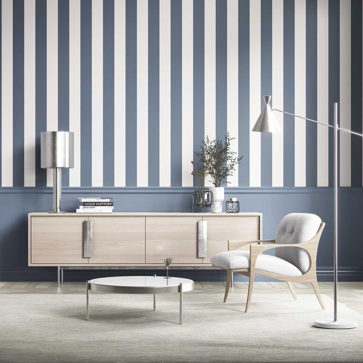 Stripe Story Wallpaper - Indigo Reprise