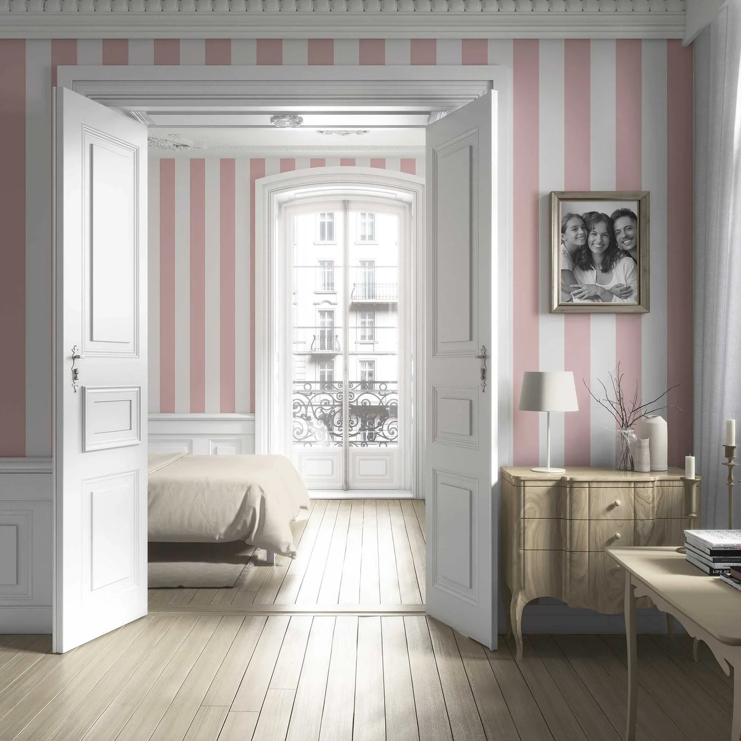Stripe Story Wallpaper - Blush Chant