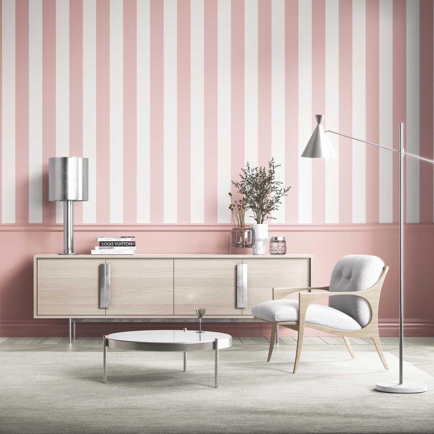 Stripe Story Wallpaper - Blush Chant