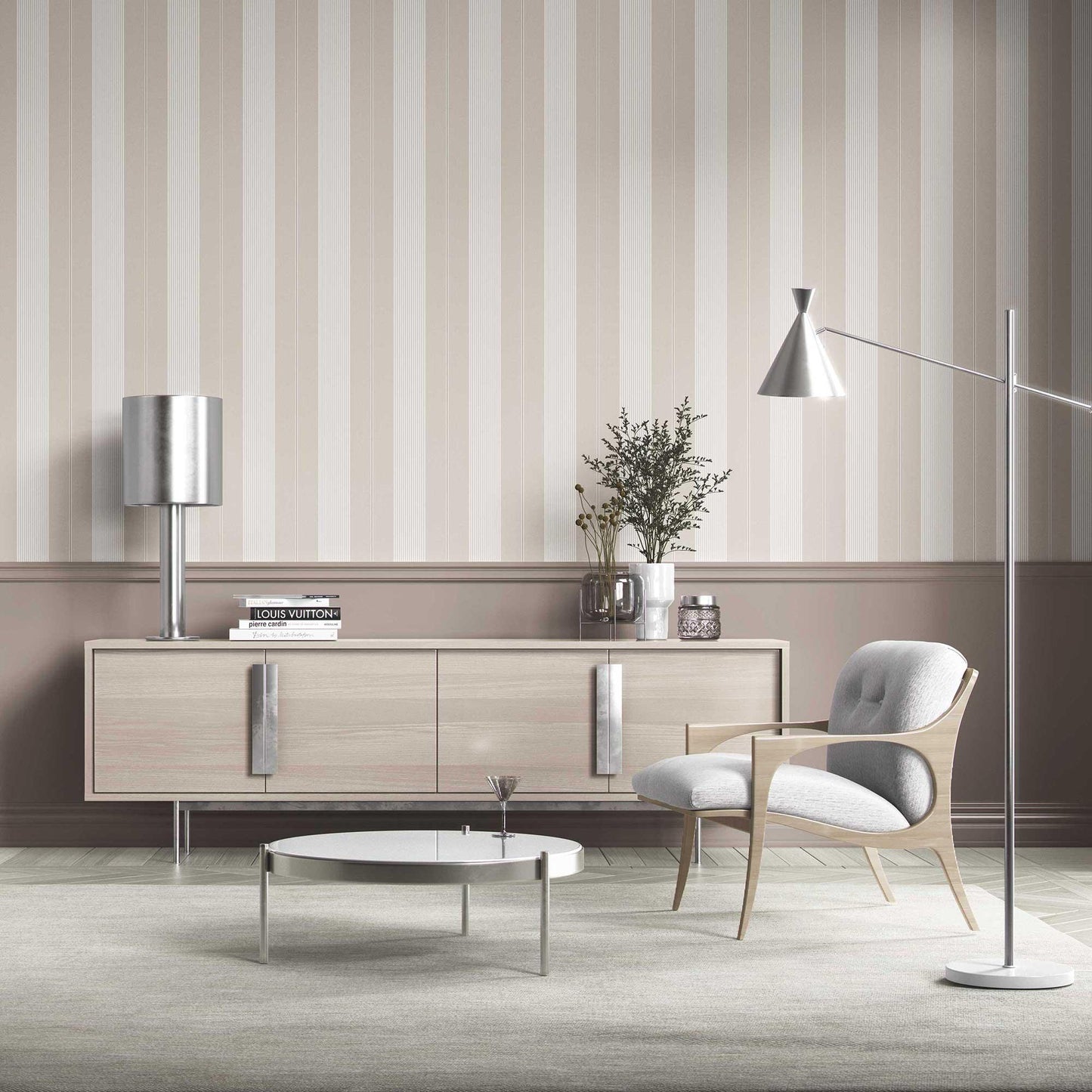 Linear Reverie Wallpaper - Almond Glow