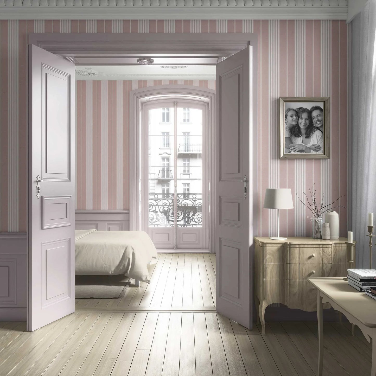 Linear Reverie Wallpaper - Blush Rose