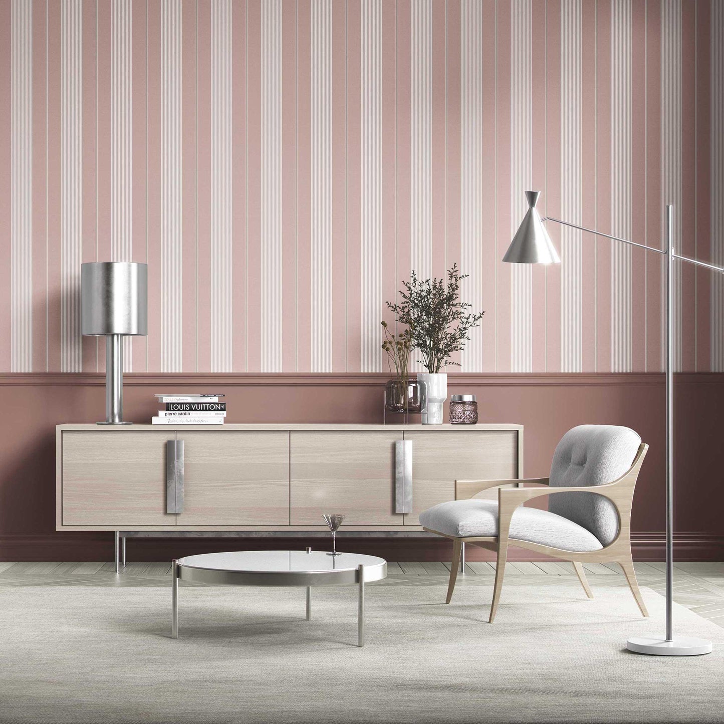 Linear Reverie Wallpaper - Blush Rose