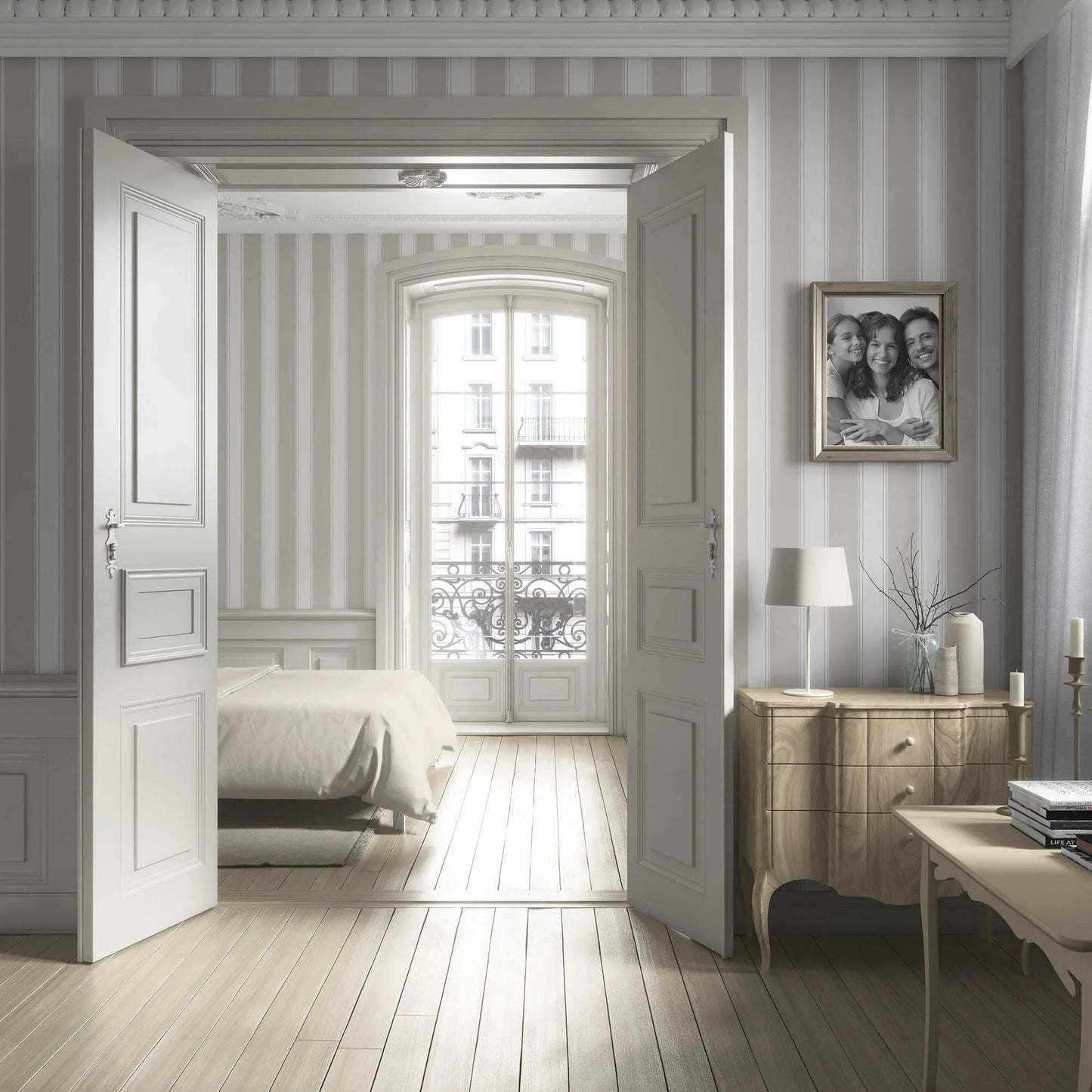 Vertical Verse Wallpaper - Oatfield Grey