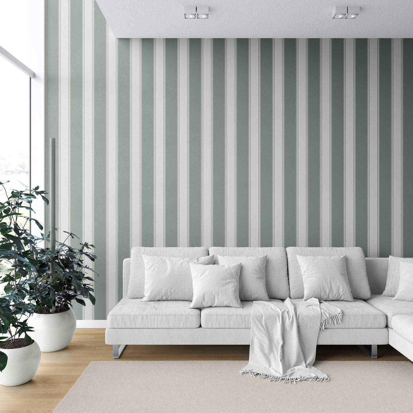 Vertical Verse Wallpaper - Olive Mist