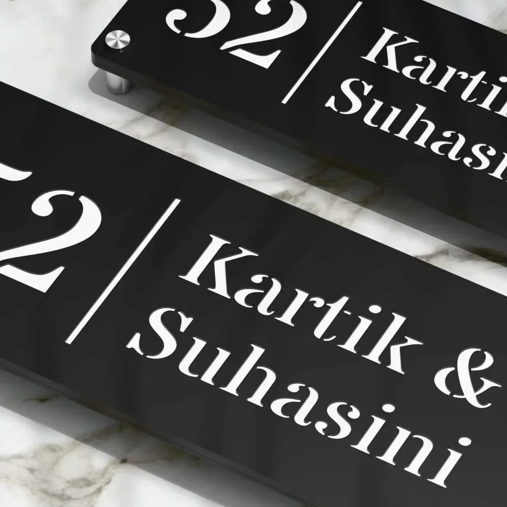 Strata Dualtone Nameplate - Matte Black & Glossy White