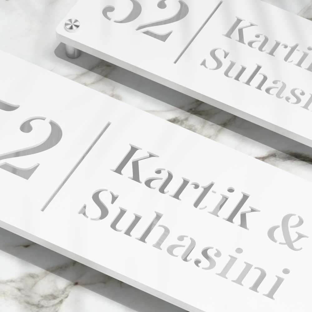 Strata Dualtone Nameplate - Matte White & Mirror Silver
