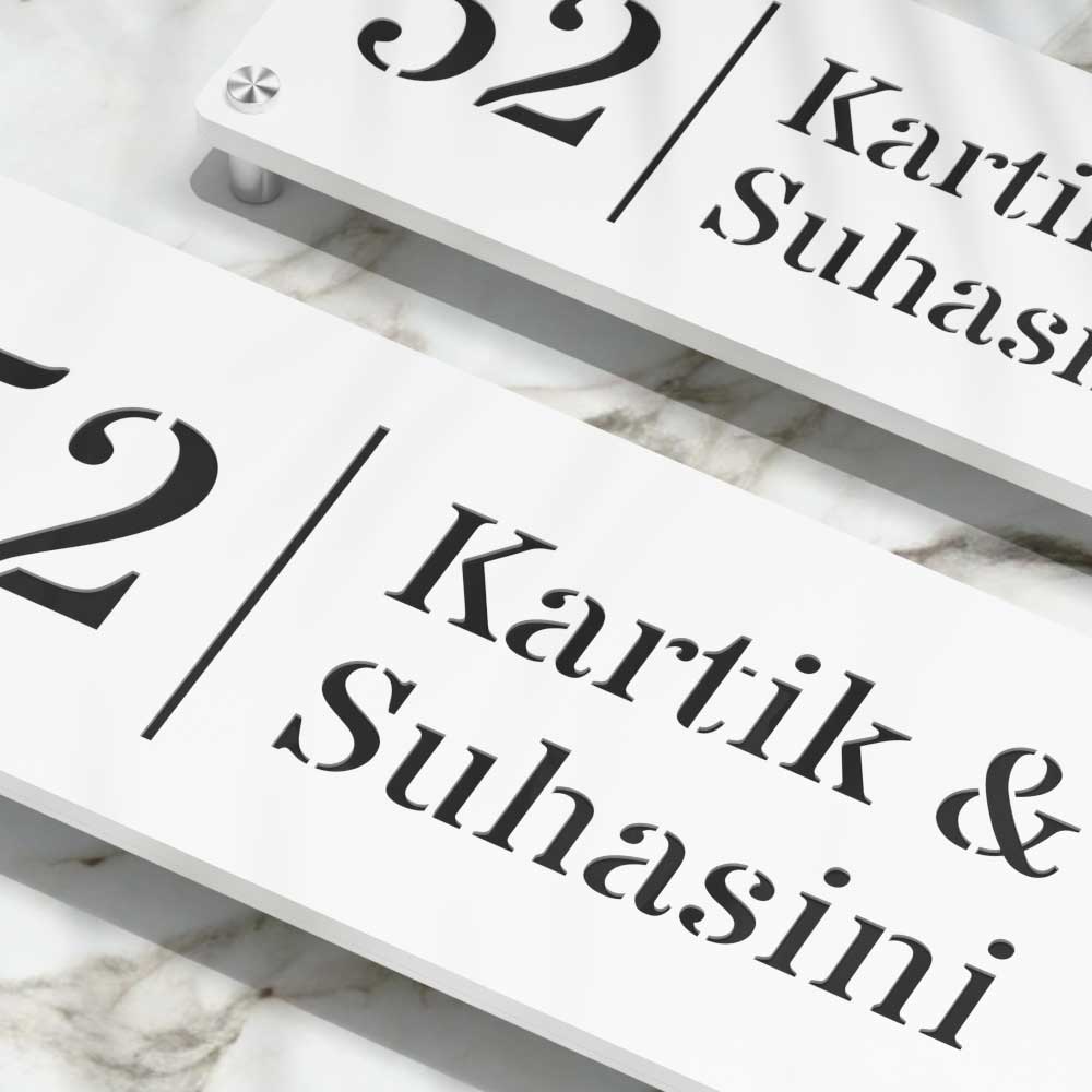 Strata Dualtone Nameplate - Matte White & Glossy Black