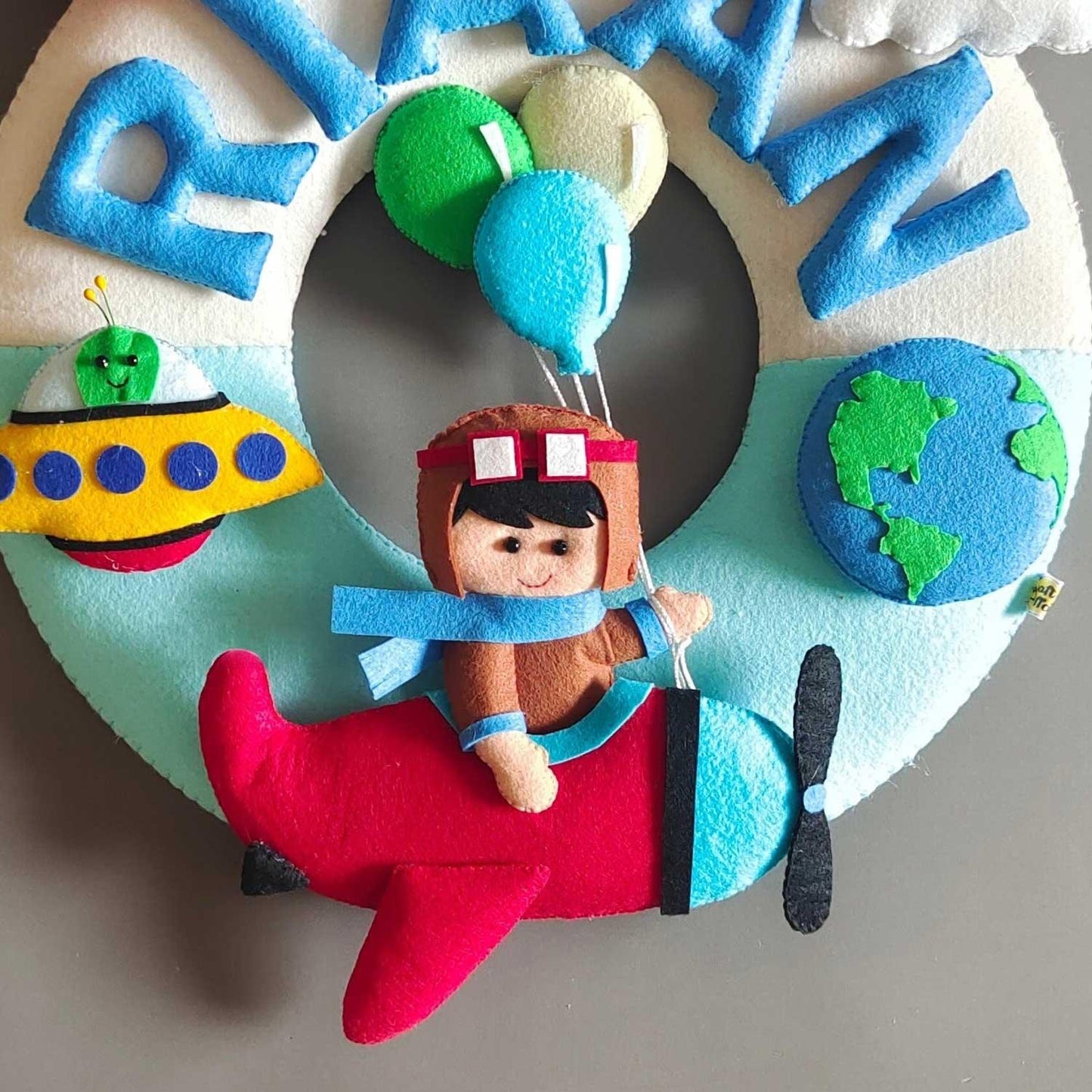 Personalized Felt Name Plate - Around the World Theme