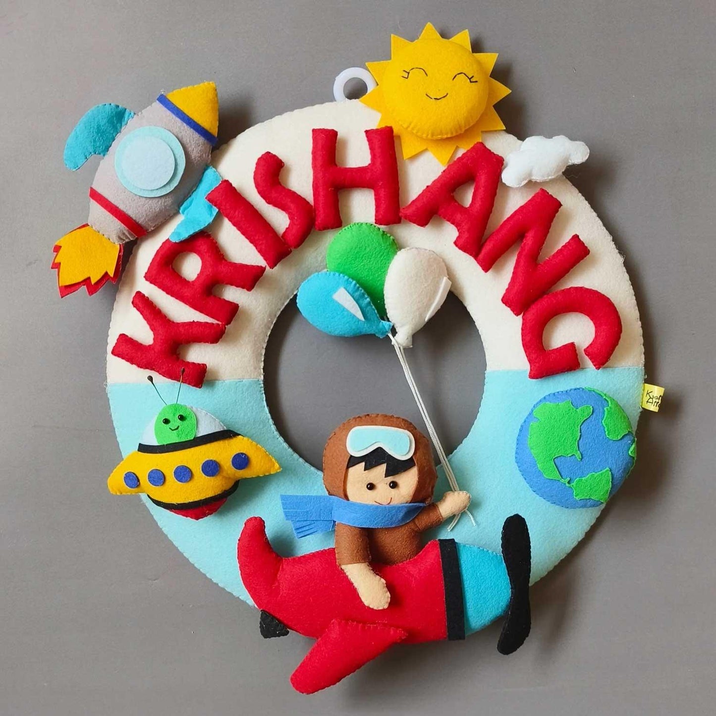 Personalized Felt Name Plate - Around the World Theme