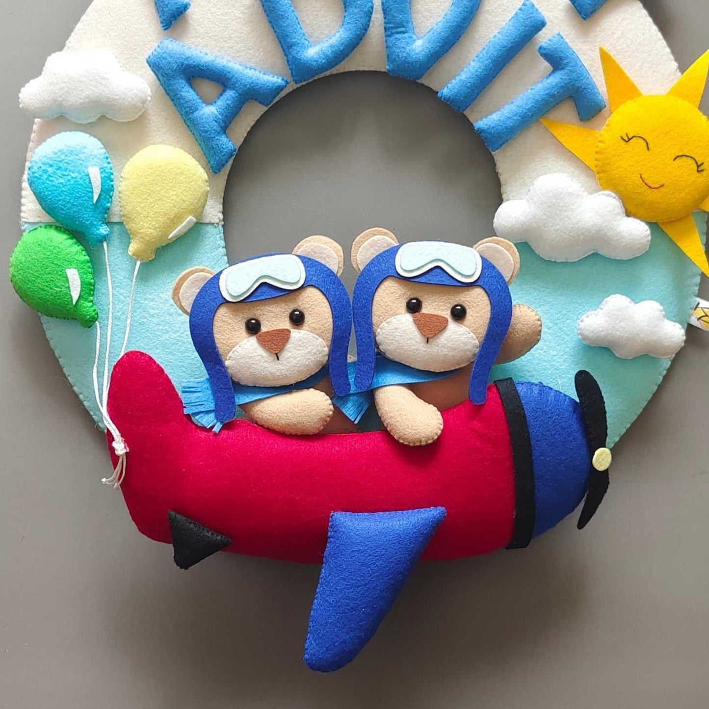 Personalized Felt Name Plate for Siblings - Around the World Theme