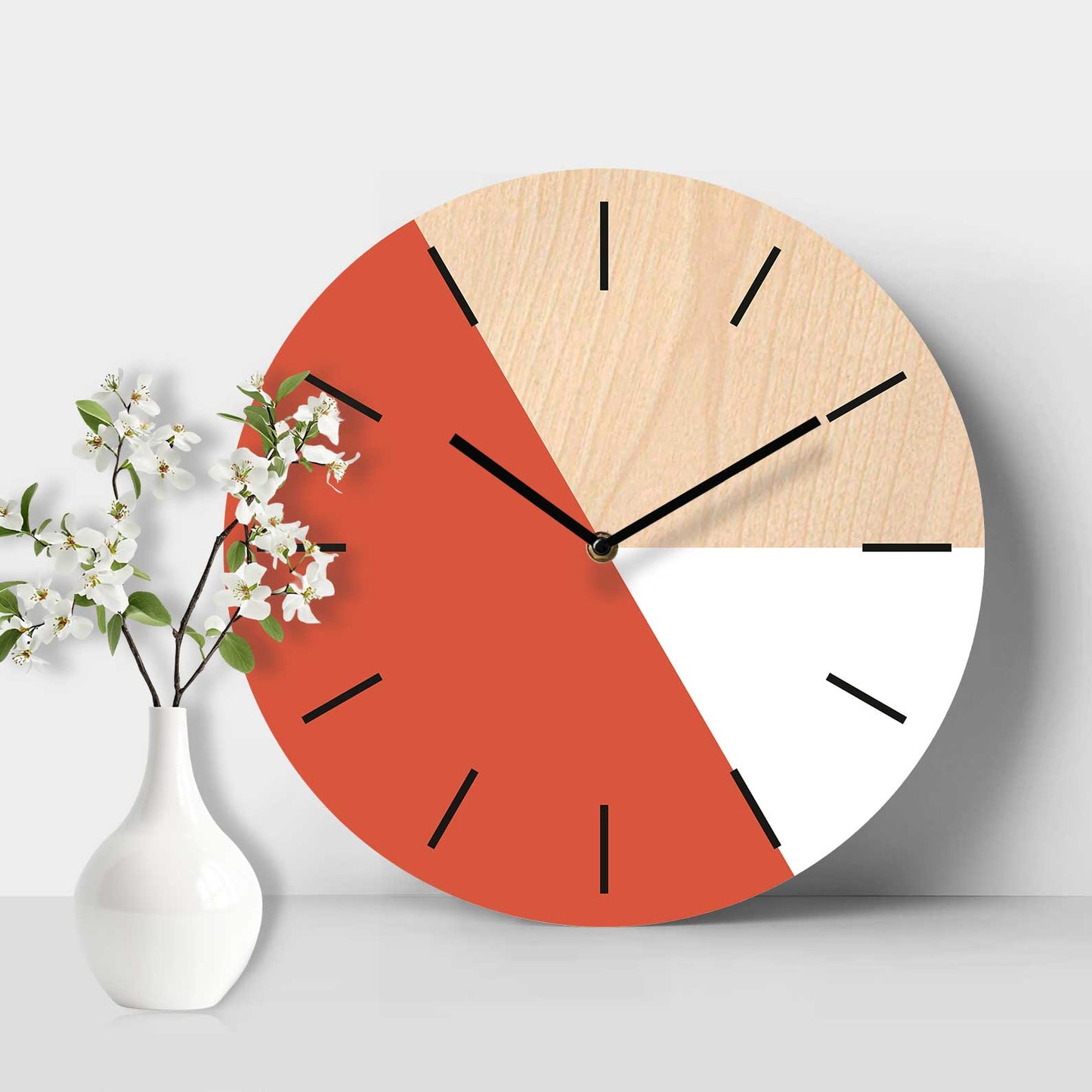 Aura Birch Clock - Fiery Coral