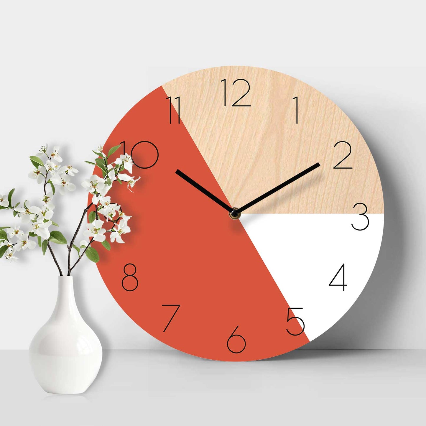 Aura Birch Clock - Fiery Coral