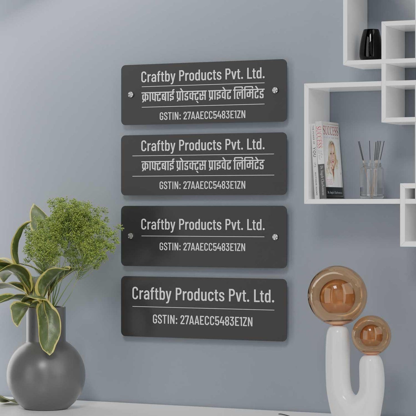 Barlow (Matte Black) - Contemporary Office GST Name Board - Housenama