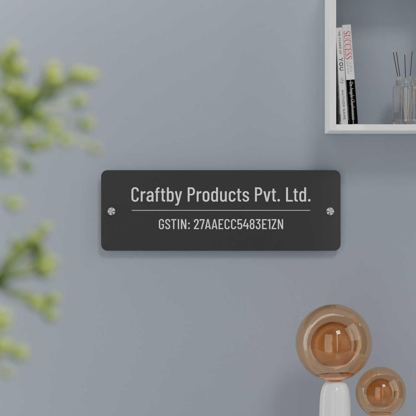 Barlow (Matte Black) - Contemporary Office GST Name Board - Housenama