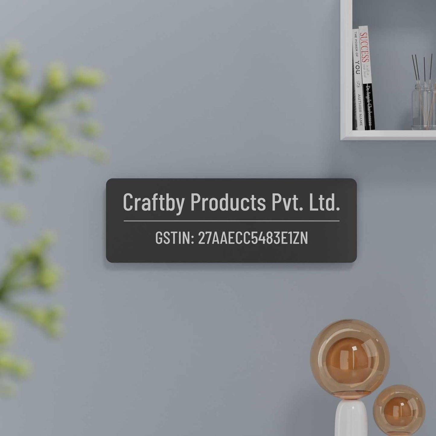 Barlow (Matte Black) - Contemporary Office GST Name Board - Housenama